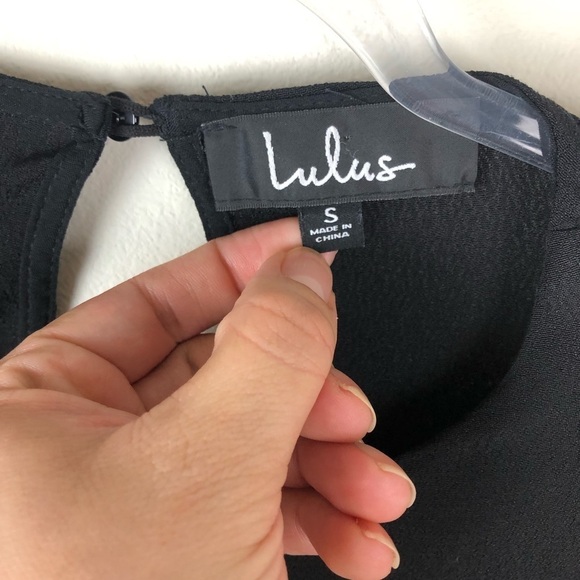 NWT Lulus- Capsleeve black long dress maxi with back keyhole slits size: s - Picture 4 of 16